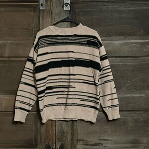 Simple by Suzanne Betro‎ Women's Chunky Sweater Oversized S/M Tan and Black
